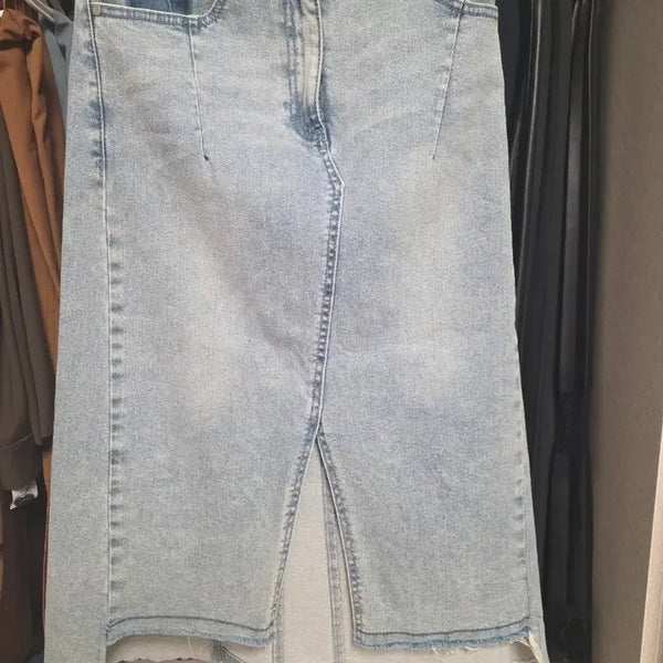 [BUNJANG] Vicky Denim Lettering Long Skirt / 비키 데님레터링 롱스커트