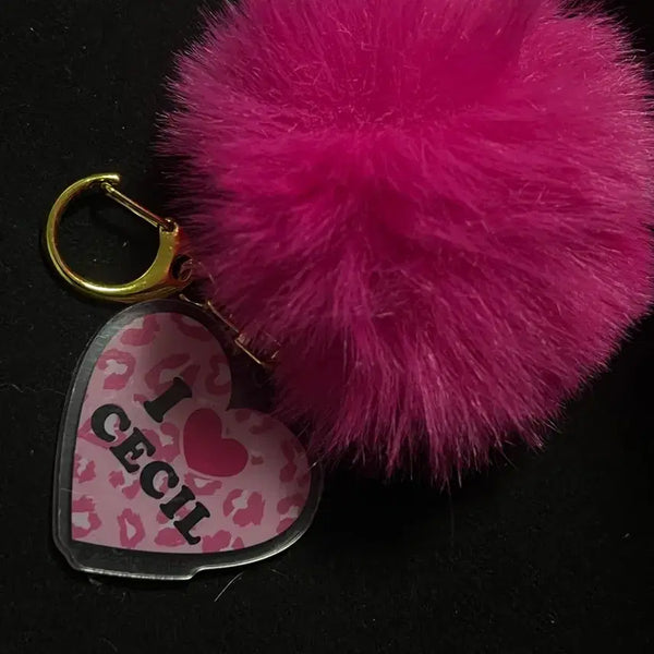 [BUNJANG] Cecil Pink Fur Heart Charm Keychain / 핑크 퍼 키링 CECIL