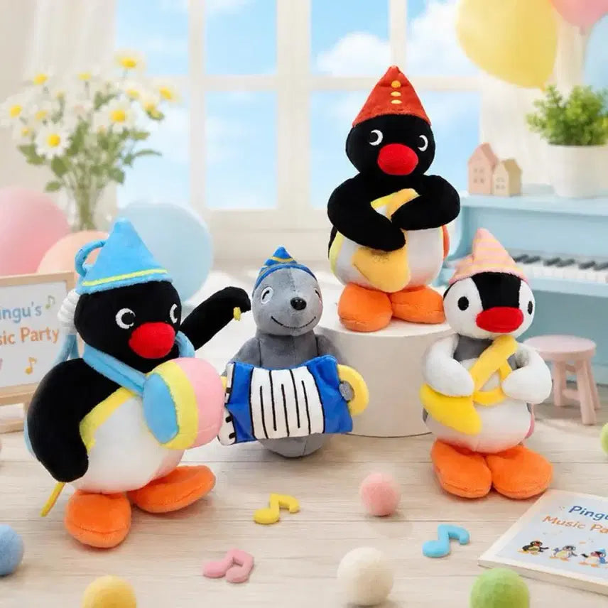 [BUNJANG] Pingu & Pinga Orchestra Musical Instrument Plush Keychain 3-Piece Set / [새상품] 핑구, 핑가 오케스트라 악기 3종세트 인형 키링