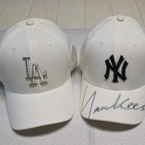 [BUNJANG] MLB Dodgers Yankees Ivory Baseball Cap / MLB모자(개당가격,본문참조)