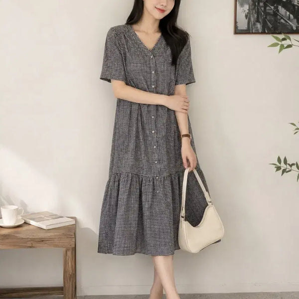 [BUNJANG] Bloomsbury Seersucker Check Dress / 블룸스버리 시어서커 체크 원피스