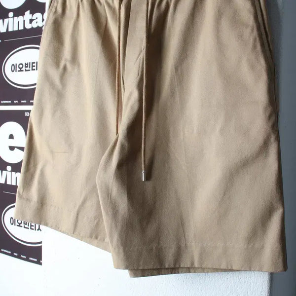 [BUNJANG] Draw Fit Chino Banding Shorts Beige / (M-L) 드로우핏 반바지 팬츠 치노 밴딩 베이지 아메카지-P10531