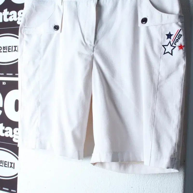 [BUNJANG] W.L. Golf Functional White Shorts Pants / W(L) 핑 반바지 팬츠 골프 기능성 화이트-P10536