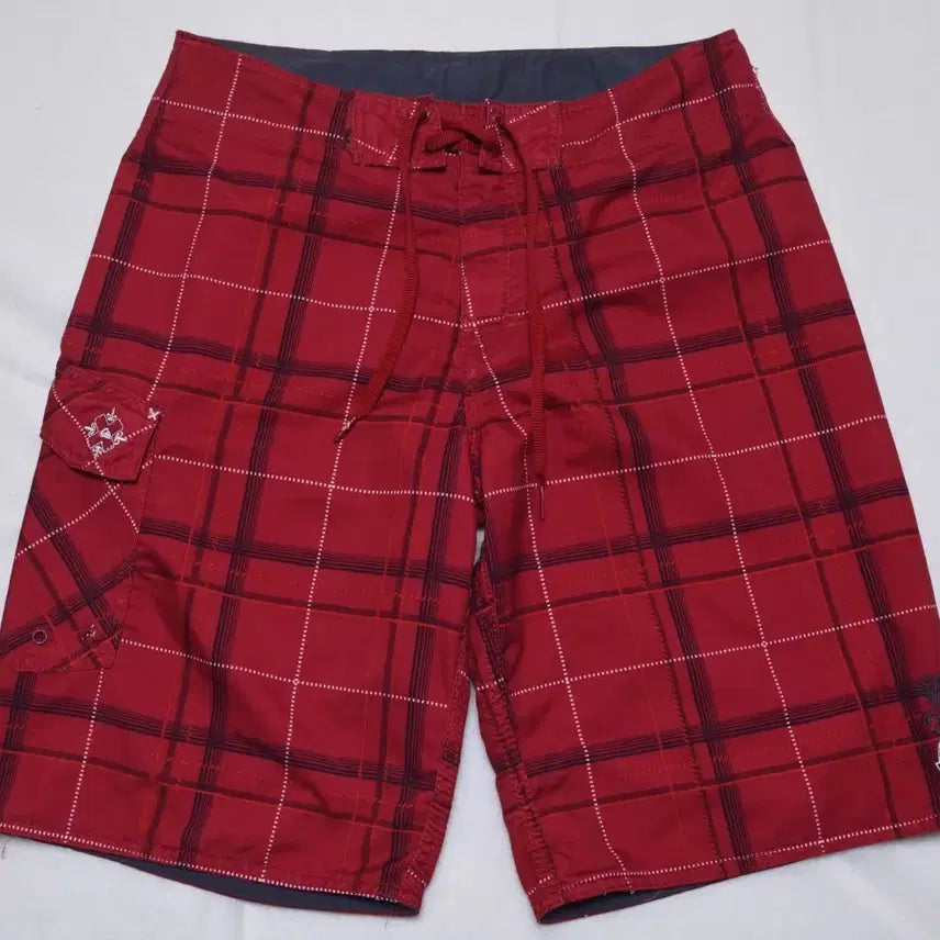[BUNJANG] Quiksilver Red White Check Boardshorts Size 32 / 퀵실버 레드 체크 보드숏 32 거의 새상품