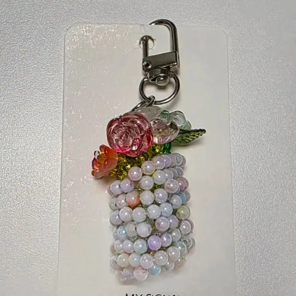 [BUNJANG] Rose Flower Basket Bead Handmade Keychain / 장미 꽃바구니 비즈 수제 키링 | 핸드메이드 | 선물포장