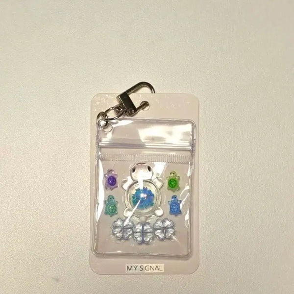 [BUNJANG] Glitter Lucky Turtle Charm Beaded Handmade Keychain / 글리터 행운 거북이 부적 키링 |비즈 수제 키링 |  핸드메이드 | 선물포장