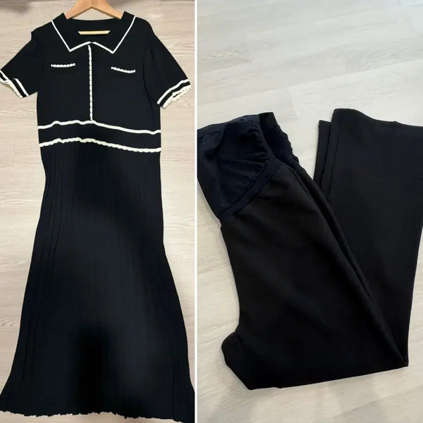 [BUNJANG] Maternity Pleated Dress & Soim Maternity Bootcut Pants Set / 임부복 플리츠 원피스 & 소임임부복 부츠컷바지L