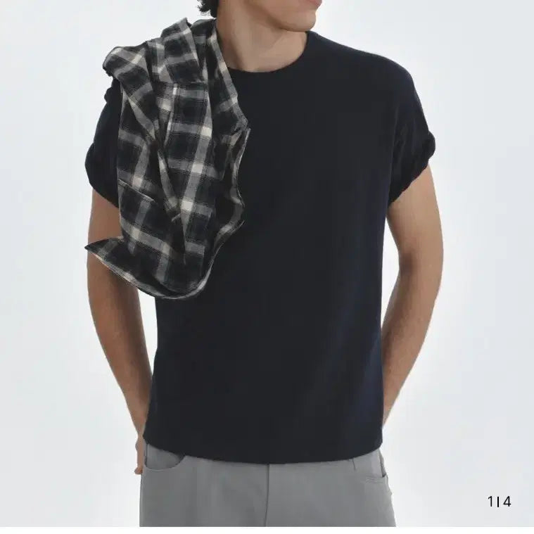 [BUNJANG] GIZU PK Cropped T-Shirt Washed Navy / GIZU PK Cropped T-Shirt in Washed Navy
