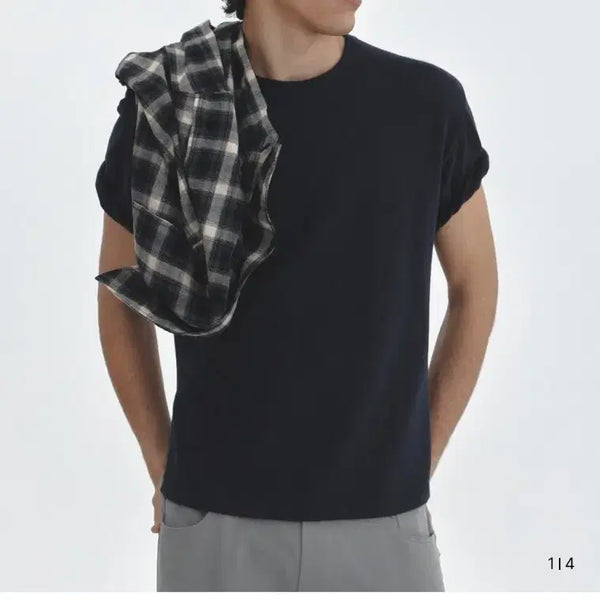 [BUNJANG] GIZU PK Cropped T-Shirt Washed Navy / GIZU PK Cropped T-Shirt in Washed Navy