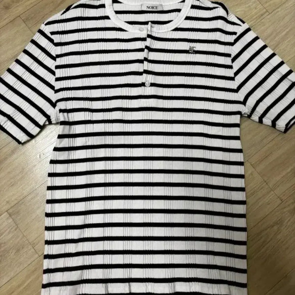 [BUNJANG] NOIZ Ribbed Stripe Henley Neck Knit L / 노이스 리브드 스트라이프 헨리넥 니트