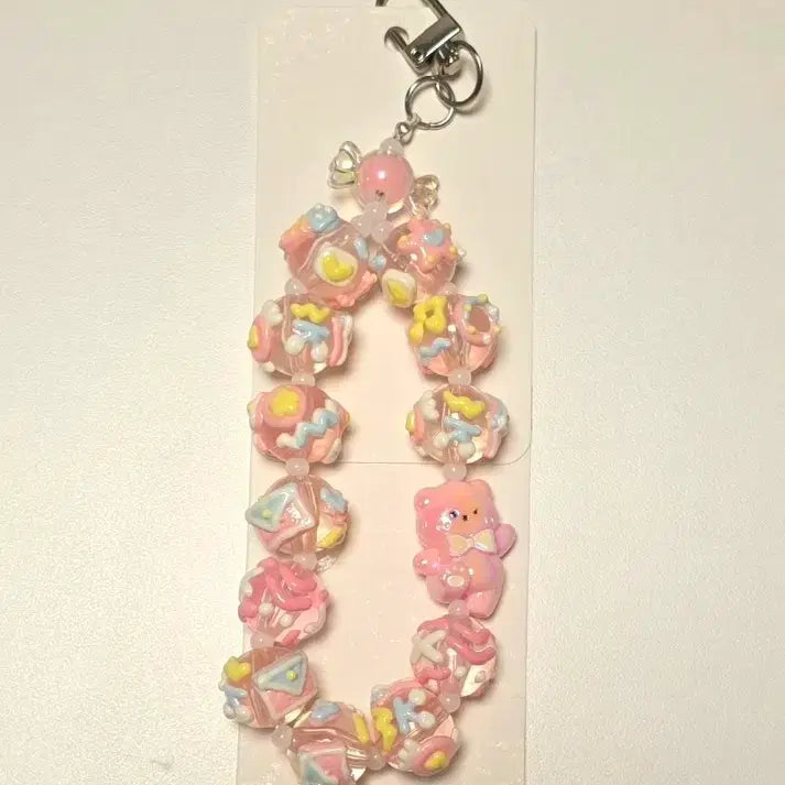 [BUNJANG] Handmade Beaded Strap Keychain / 핑크 스트랩  키링 |비즈 수제 키링 |  핸드메이드 | 선물포장