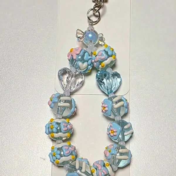 [BUNJANG] Handmade Sky Blue Beaded Strap Keychain / 하늘색 스트랩 키링 | 비즈 수제 키링 |  핸드메이드 | 선물포장