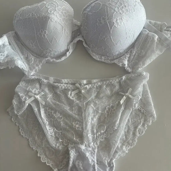 [BUNJANG] Lace Lingerie Set (Bra & Panty) / 레이스 속옷세트 (팬티,브라)