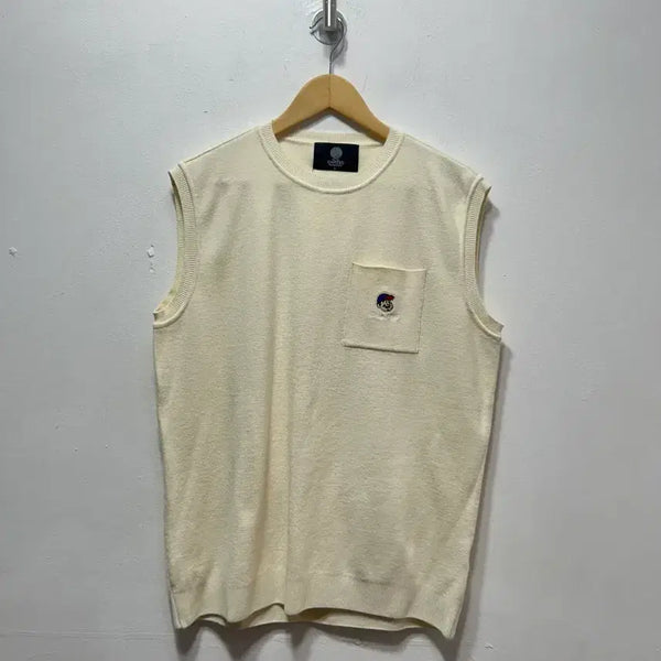 [BUNJANG] Round Neck Sleeveless Knit Vest Ivory / 라운드넥 민소매 니트 아이보리 조끼 L