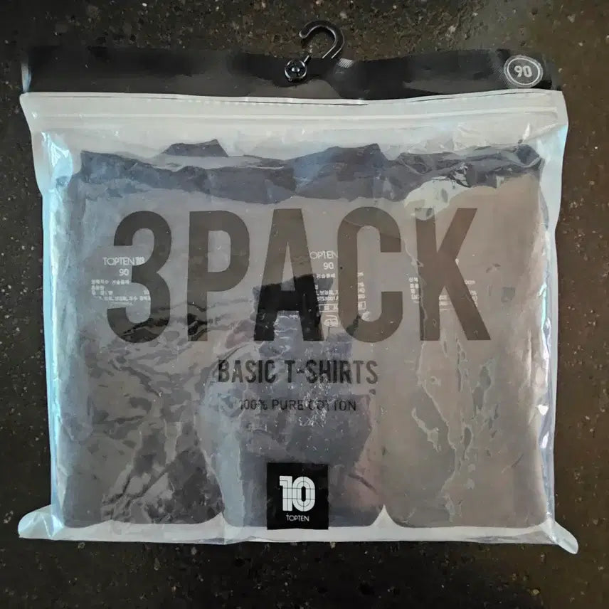 [BUNJANG] TOPTEN Basic T-shirt Black 3-Pack (Total 9 pcs) / [새제품]탑텐 베이직 티셔츠 블랙 3팩 90사이즈 총 9벌