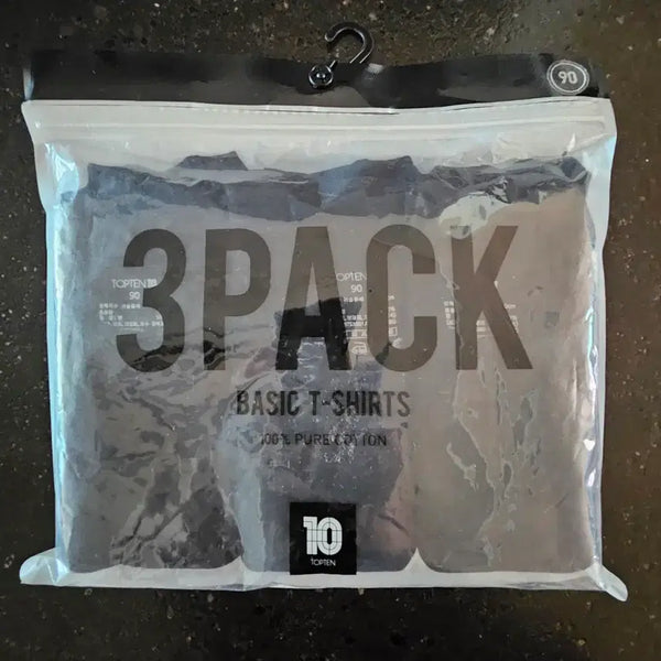 [BUNJANG] TOPTEN Basic T-shirt Black 3-Pack (Total 9 pcs) / [새제품]탑텐 베이직 티셔츠 블랙 3팩 90사이즈 총 9벌