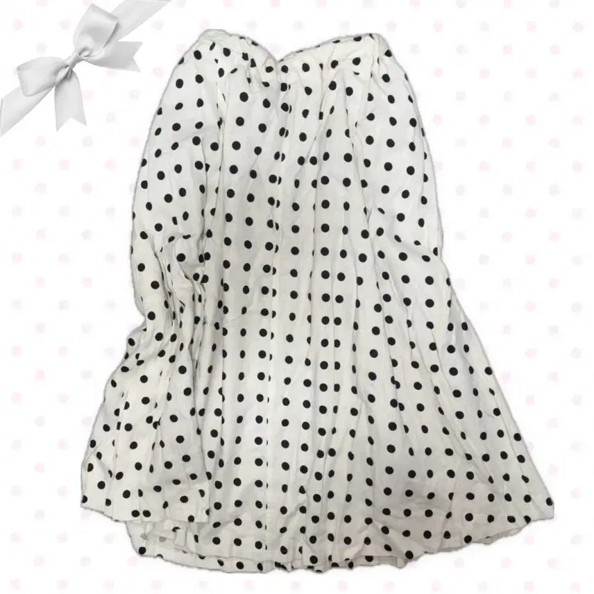 [BUNJANG] Japanese Vintage White & Black Dot Full Elastic Long Skirt / 모리걸 데일리 일본빈티지 화이트&블랙도트 풀밴딩 롱스커트