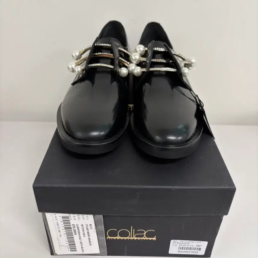 [BUNJANG] Authentic Coliac Pearl & Crystal Point Loafers Black / [정품/새상품] 콜리악 펄&크리스탈 포인트 블랙 로퍼