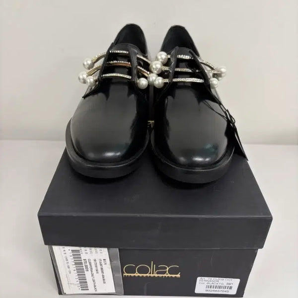 [BUNJANG] Authentic Coliac Pearl & Crystal Point Loafers Black / [정품/새상품] 콜리악 펄&크리스탈 포인트 블랙 로퍼