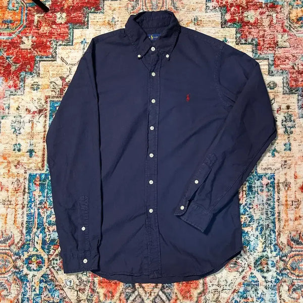 [BUNJANG] Polo Ralph Lauren Embroidered Pony Logo Navy Shirt / [M] 폴로 랄프로렌 자수로고 네이비 셔츠