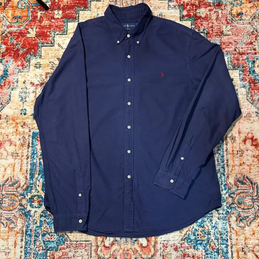 [BUNJANG] Polo Ralph Lauren Embroidered Logo Navy Big Shirt XXL / [2XL] 폴로 랄프로렌 자수로고 네이비 빅셔츠