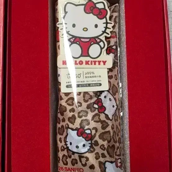 [BUNJANG] Hello Kitty Leopard Pattern 3-Section Sun/Rain Umbrella / 헬로키티 레오파드 패턴 양산겸우산 3단
