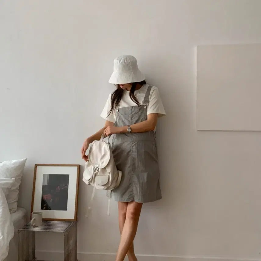 [BUNJANG] Alo & Alo Anorak Overalls Skirt Black / 알로앤 아노락멜빵 기본기장 블랙