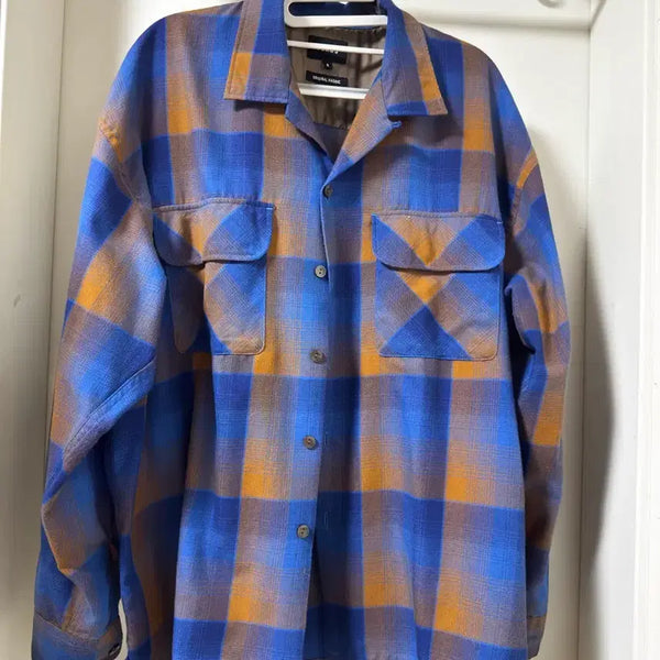 [BUNJANG] BEAMS Ombre Check Open Collar Pocket Shirt / BEAMS 빔즈 옴브레체크 오픈카라 포켓셔츠