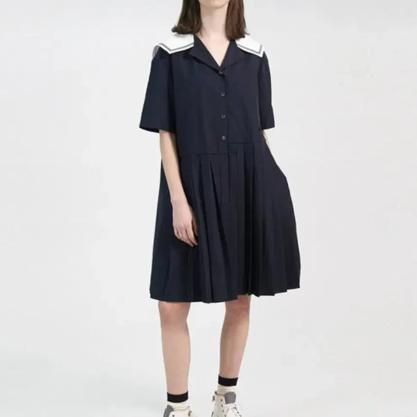 [BUNJANG] Lucky March Sailor Pleats Dress / 럭키마르쉐 세일러 플리츠  원피스 (19만원대)