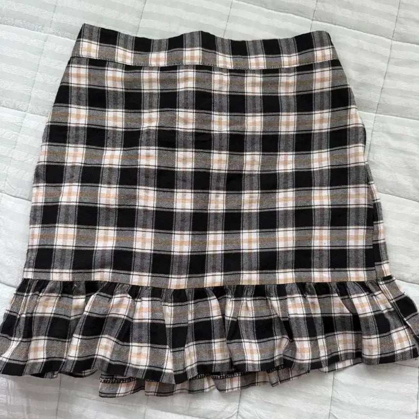 [BUNJANG] Checkered Skirt with Elastic Waistband (XL, Plus Size) / 체크 스커트 XL 빅사이즈 허리밴딩