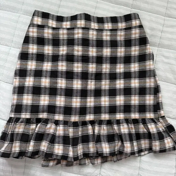 [BUNJANG] Checkered Skirt with Elastic Waistband (XL, Plus Size) / 체크 스커트 XL 빅사이즈 허리밴딩