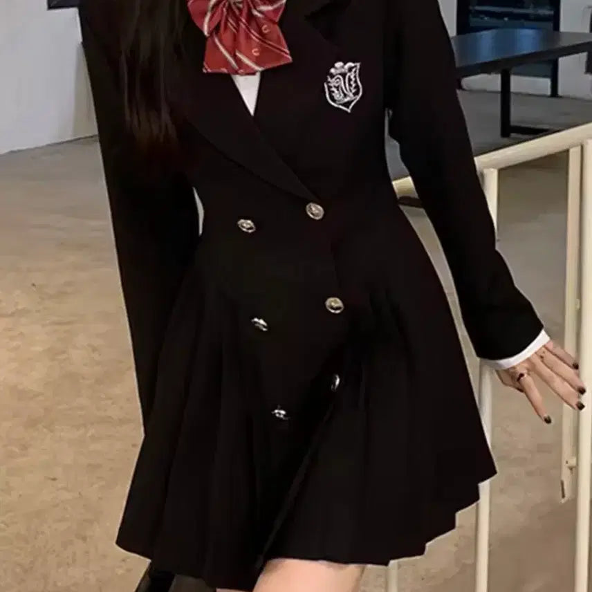 [BUNJANG] Preppy Look Set (Dress + Ribbon + Waist Clip) / 프레피룩 판매