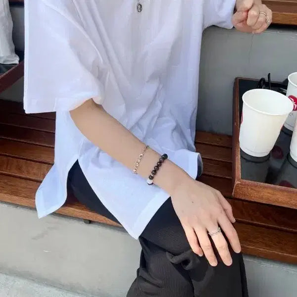 [BUNJANG] Think Plant Ririyoni Custom Long Sleeve T-Shirt (White, Black) / 띵크플랜트 리리요니 제작 롱티 (화이트,블랙) 새상품