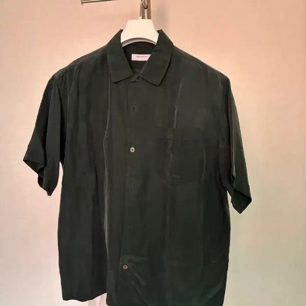 [BUNJANG] Customellow Rayon Half-Sleeve Shirt Deep Green Size 95 / 95) 커스텀멜로우 레이온 반팔 하프 셔츠 딥 그린