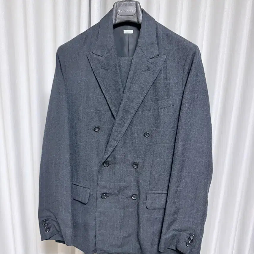 [BUNJANG] Apres'se Linen Wool Check Setup Jacket & Pants Set / 23ss 아프레쎄  린넨울 체크 셋업 2/1
