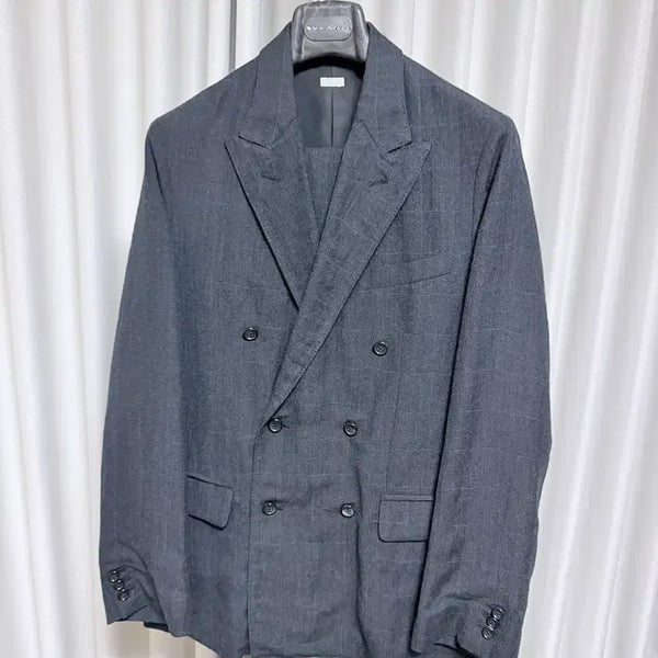 [BUNJANG] Apres'se Linen Wool Check Setup Jacket & Pants Set / 23ss 아프레쎄  린넨울 체크 셋업 2/1