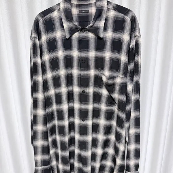 [BUNJANG] Comoli Check Rayon Shirt Size 1 / 코모리 체크 레이온 셔츠 1사이즈