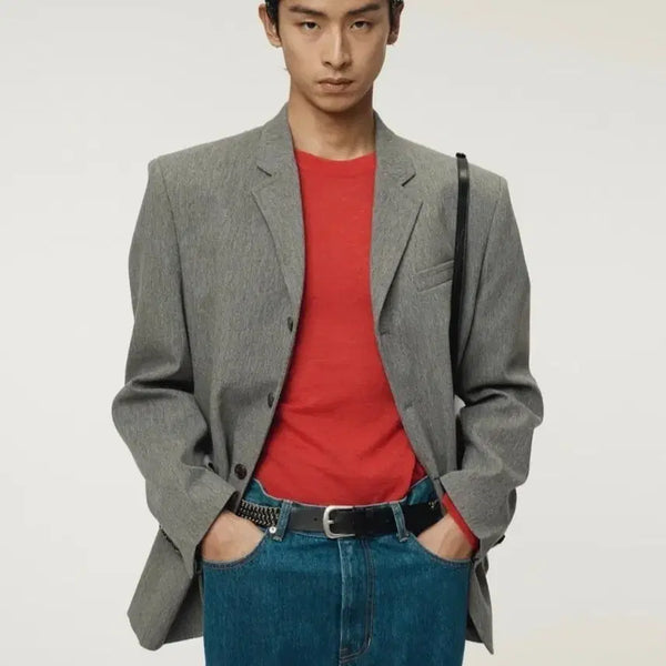 [BUNJANG] Recto Quincy Wool Single Jacket Mélange Grey M / 렉토 퀸시 울 싱글자켓 멜란지 그레이 M