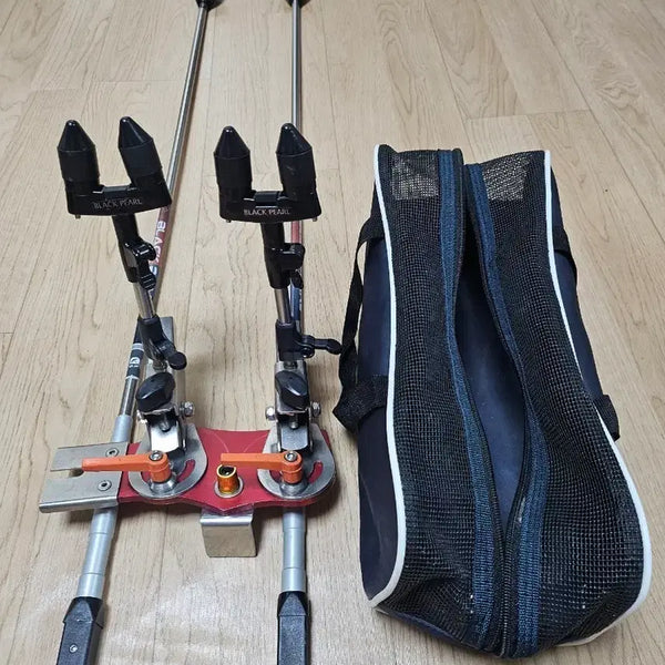 [BUNJANG] Black Pearl 2-Tier Fishing Rod Rest Set with Bag / 낚시 불랙펄 앞받침대 2단 셋트