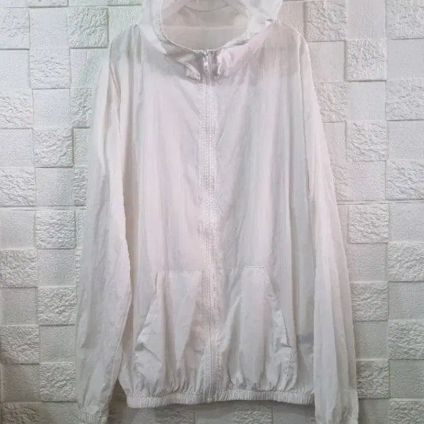 [BUNJANG] White Hooded Zip-Up Windbreaker / 후드 집업 바람막이 흰색