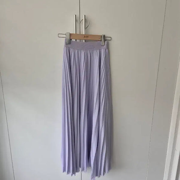 [BUNJANG] Lilac Pleated Long Skirt / 연보라색 플리츠 롱 스커트