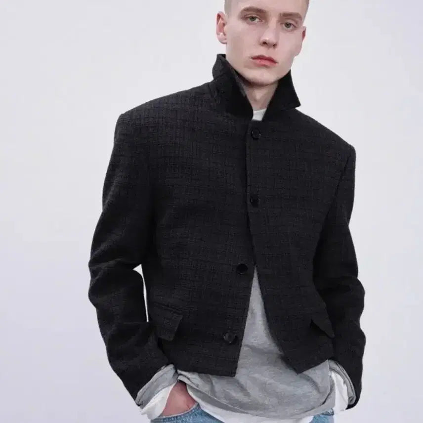 [BUNJANG] RECTO Icaro Tweed Jacket Black M / 렉토 이카로 트위드 자켓 블랙 m