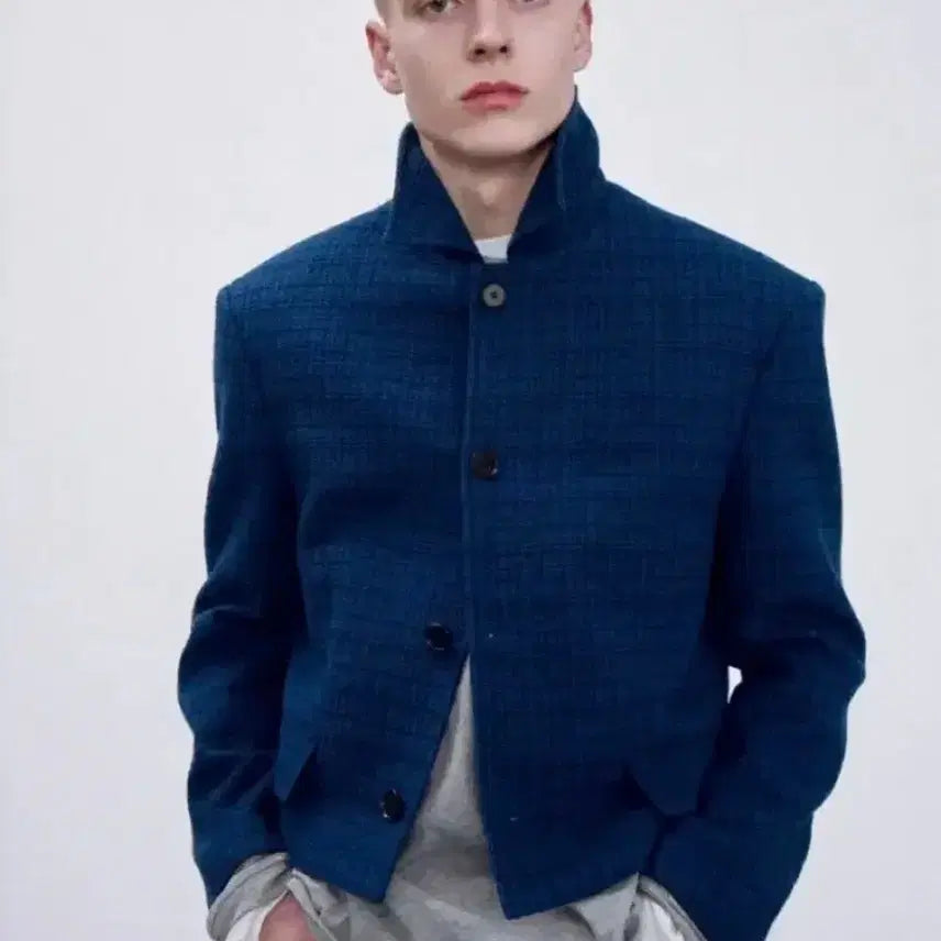 [BUNJANG] RECTO Icarus Tweed Jacket Blue M / 렉토 이카로 트위드 자켓 블루 m
