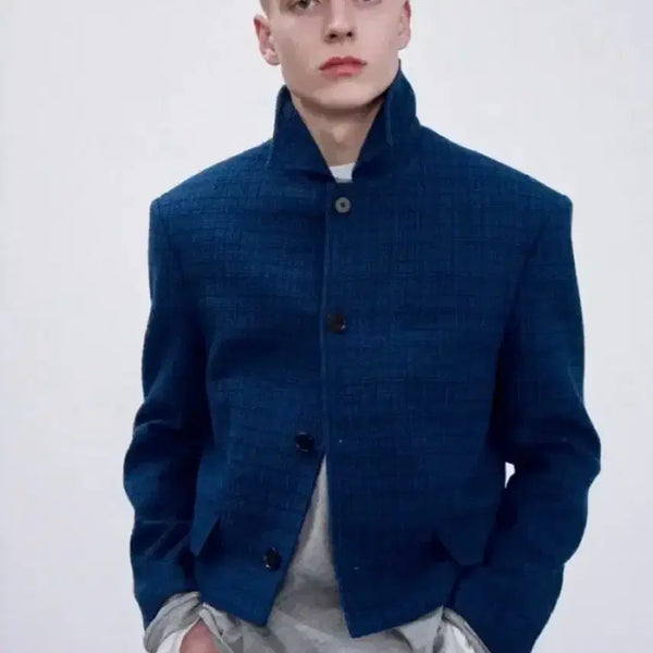 [BUNJANG] RECTO Icarus Tweed Jacket Blue M / 렉토 이카로 트위드 자켓 블루 m