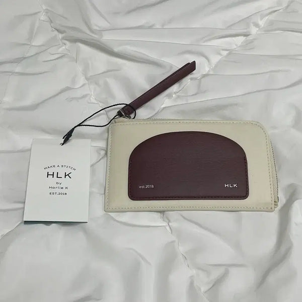 [BUNJANG] HLK Card Wallet Beige/Burgundy / HLK 카드 지갑 베이지/버건디