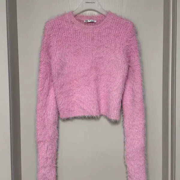 [BUNJANG] Zara Pink Cropped Knit Sweater / 자라 핑크 크롭 니트