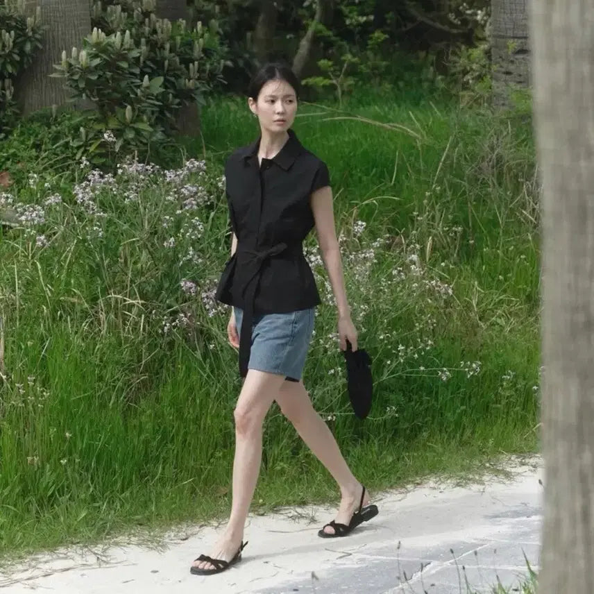 [BUNJANG] For Your Eyes Only Petal Cotton Shirt Black / 포유어아이즈온리 Petal Cotton Shirt 페탈 코튼 셔츠 포유온