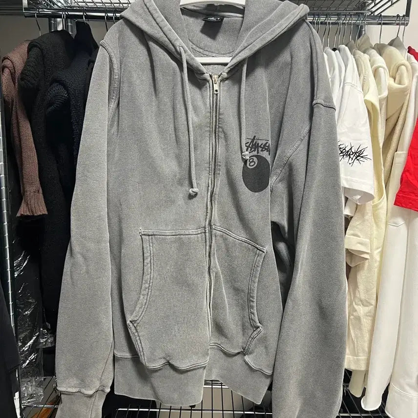 [BUNJANG] Stussy 8 Ball Pigment Dyed Zip Hoodie Black XL / 스투시 8볼 피그먼트 다이드 집 후드 블랙 (XL)