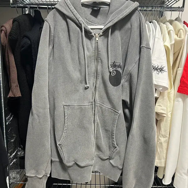 [BUNJANG] Stussy 8 Ball Pigment Dyed Zip Hoodie Black XL / 스투시 8볼 피그먼트 다이드 집 후드 블랙 (XL)