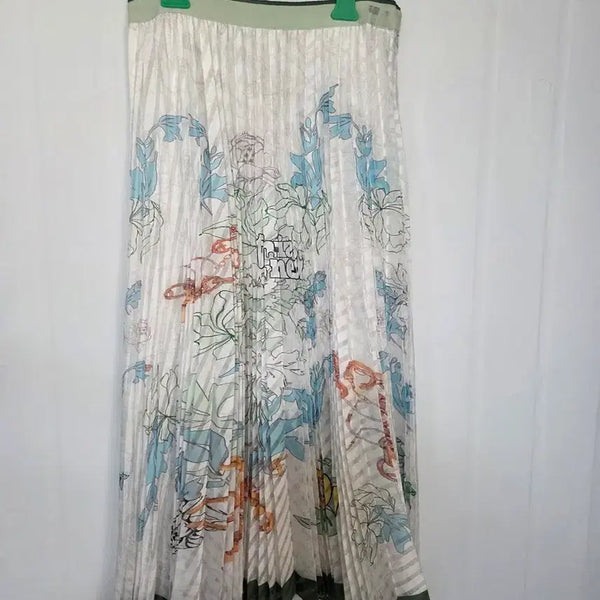 [BUNJANG] DEWL Pleated Chiffon Skirt Flower Pattern / DEWL 플리츠 쉬폰 스커트 플라워 패턴 봉7